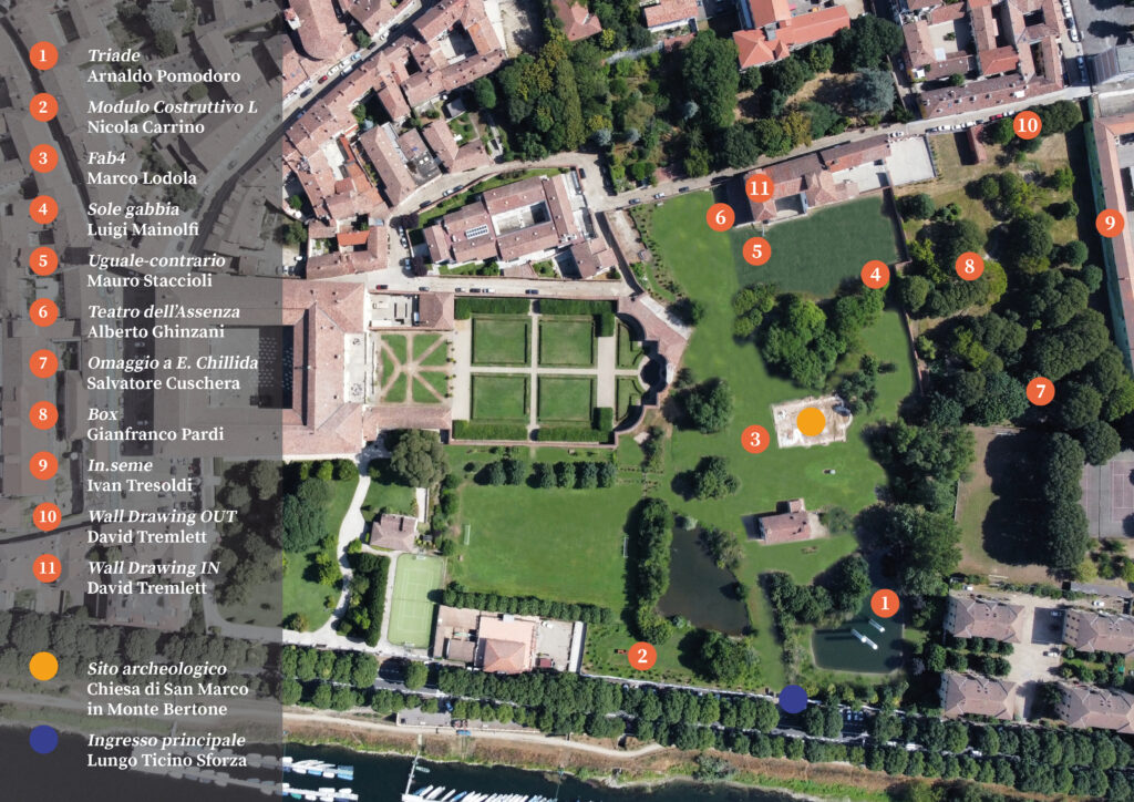 Pavia Horti del Collegio Borromeo - mappa delle opere - Fondazione Arnaldo Pomodoro